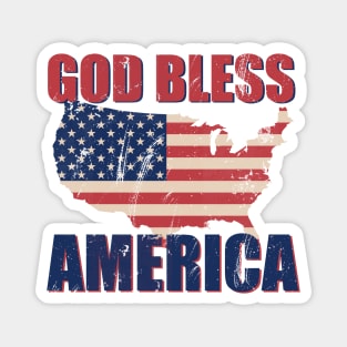 God Bless America US Flag Map Distressed Patriotic Art Magnet