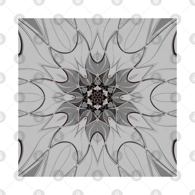 Cartoon Mandala Flower Grey by WormholeOrbital