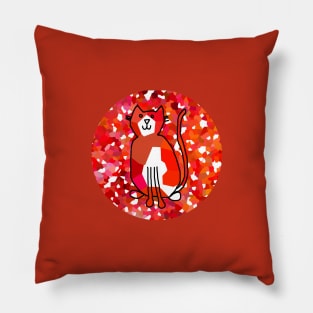 Small Cat on Red Pillow