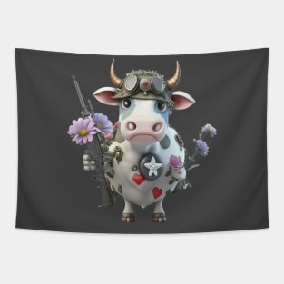 The cow as a soldier is ready Tapestry