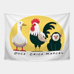 Friends - Marcel, The Chick, The Duck - Version 2 with text Tapestry