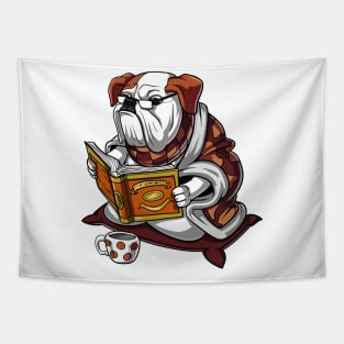 English Bulldog Reading Book Tapestry