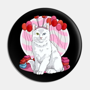 Turkish Angora Valentines Day Heart Cat Love Pin