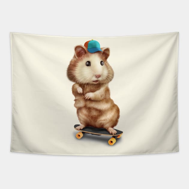 HAMSTER SKATEBOARDING Tapestry by ADAMLAWLESS