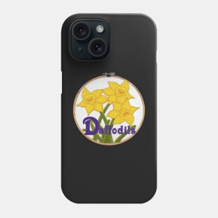 Daffodils Felt Look on Embroidery Hoop | Cherie's Art(c)2022 Phone Case