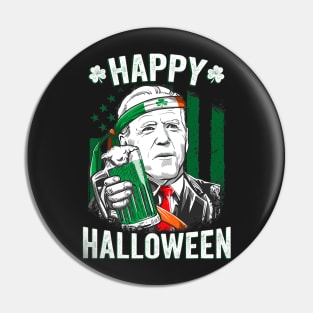 Funny Leprechaun Biden Happy Halloween For St Patrick's Day Pin