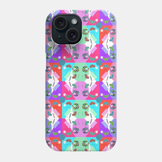 Checked Rainbow Celebration Kaleidoscope Memphis Design Phone Case by BillingtonPix