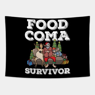 Foodie Gifts Santa Claus Food Coma Funny Christmas Pun Tapestry