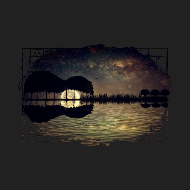 guitar island moonlight by psychoshadow