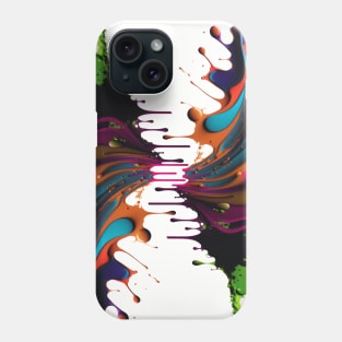 Curved wave colorful with paint drops. Phone Case