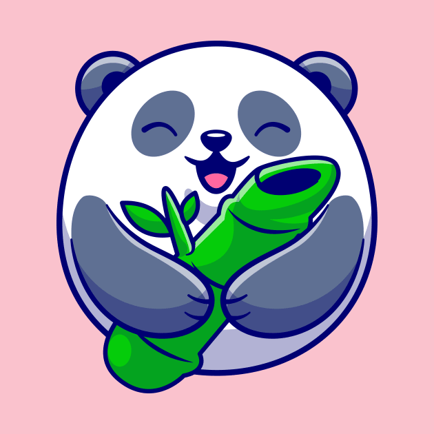 Cute Panda Holding Bamboo Cartoon by Catalyst Labs