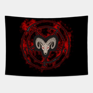 Pentagram with Goat Head - Pentagram Star Tapestry