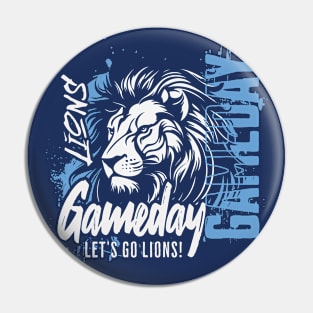 Vintage Lions Gameday // High School Lions School Spirit Blue Pin