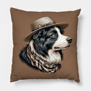 Cute Border Collie Art Pillow