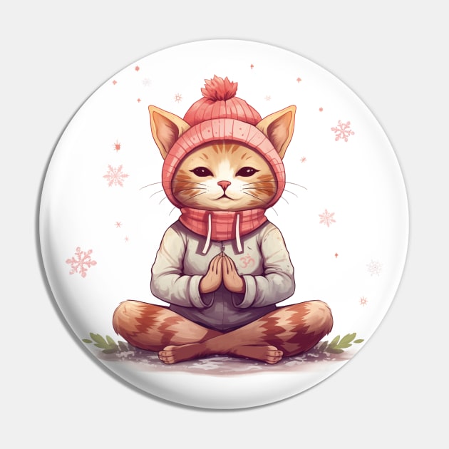 Yoga Meditation Christmas Cat I OM Pin by ByMine