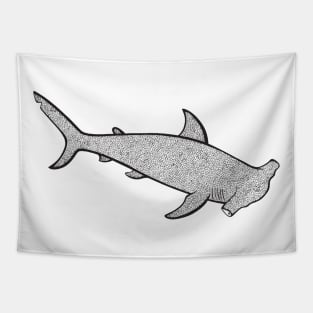 Hammerhead Shark Ink Art - cool ocean animal design - light colors Tapestry