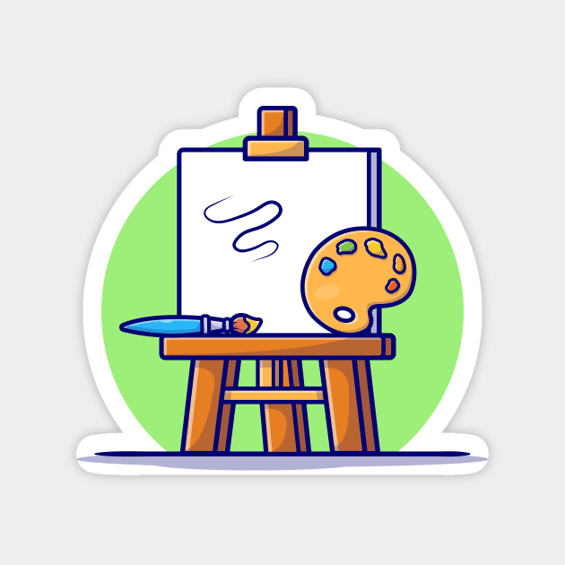 Easel Art Board, Paint pallet And Paint Brush Cartoon Vector Icon  Illustration (3)