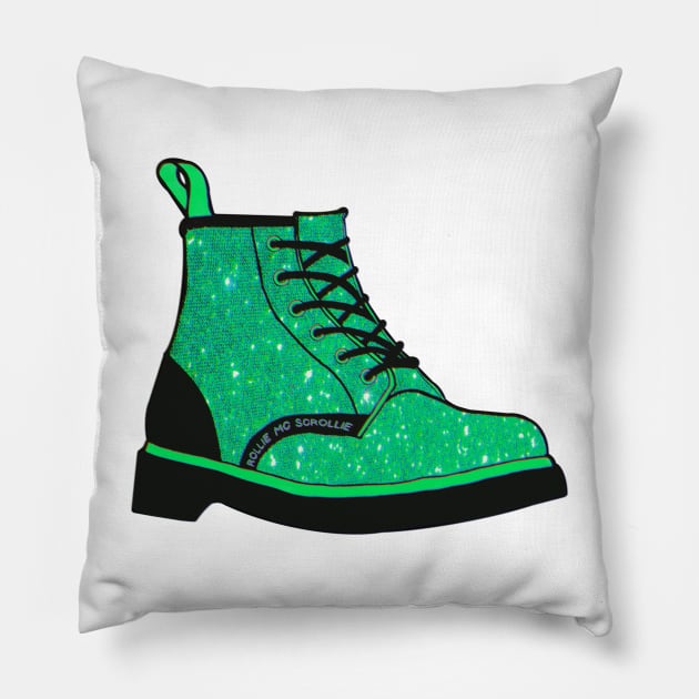 Green Glittery Boot Pillow by ROLLIE MC SCROLLIE