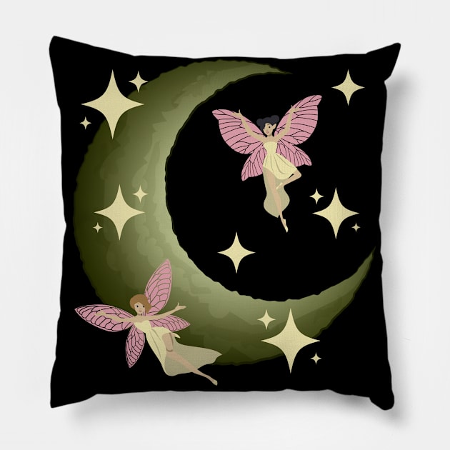 Fairycore Aesthetic Fairy Crescent Moon Fairies Pillow by Alex21