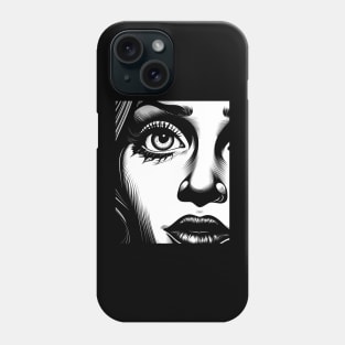 Pop art girl portrait in monochrome Phone Case