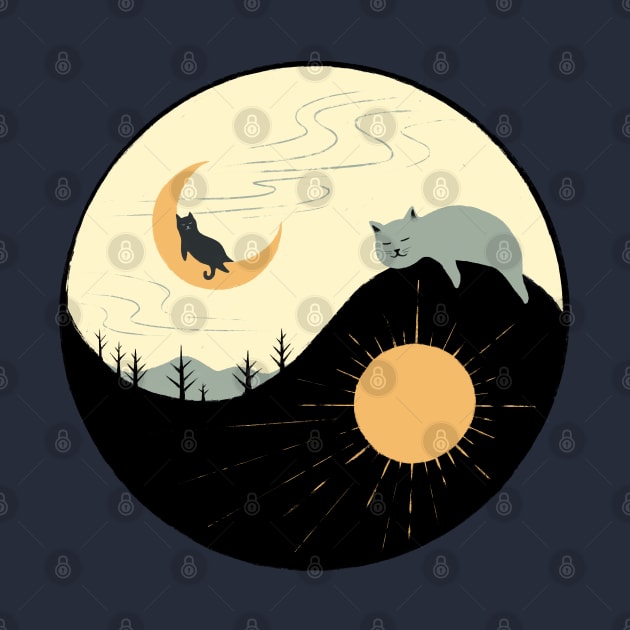 Moon and Sun Day Night YinYang kiity by Chewbarber