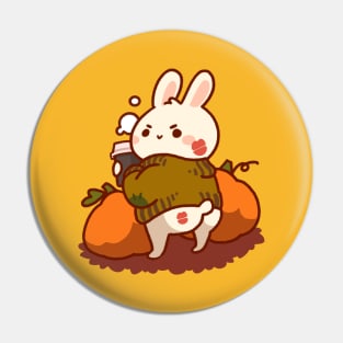 Cheeky Butt Bunny Cozy Fall Pumpkin Patch Pin