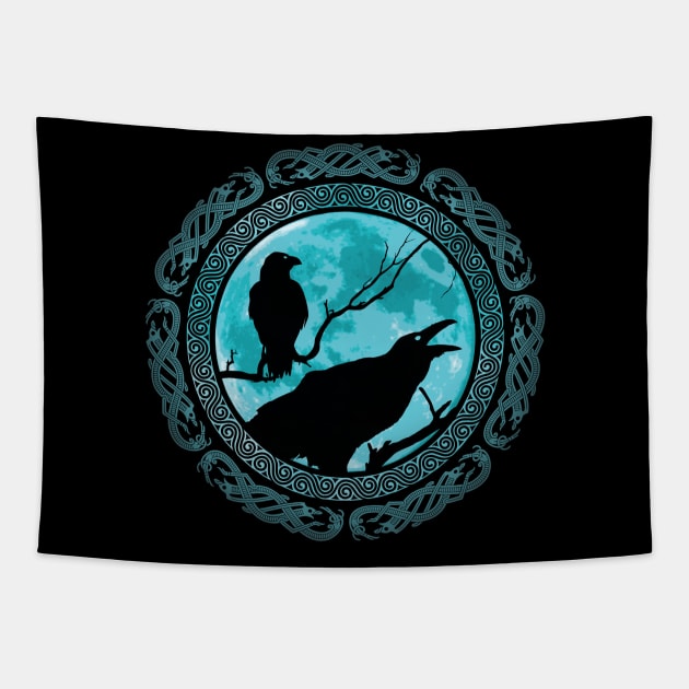 Hugin and Munin Ravens of Odin Tapestry by Beltschazar