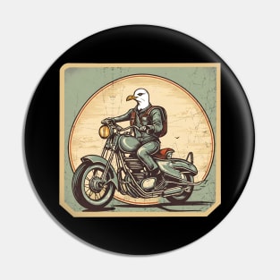 Seagull ride a motorbike Pin