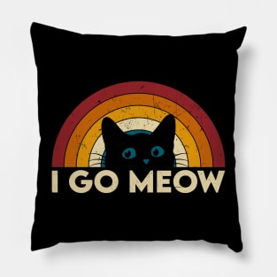 I Go Meow Funny Singing Cat Meme Retro Vintage Gift Pillow