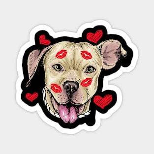 Cute Pitbull Dog Hearts Funny Valentine's Day Design Magnet