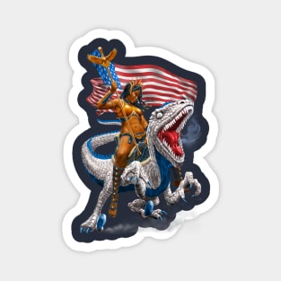 Liberty Patriotic Velociraptor Warrior Magnet