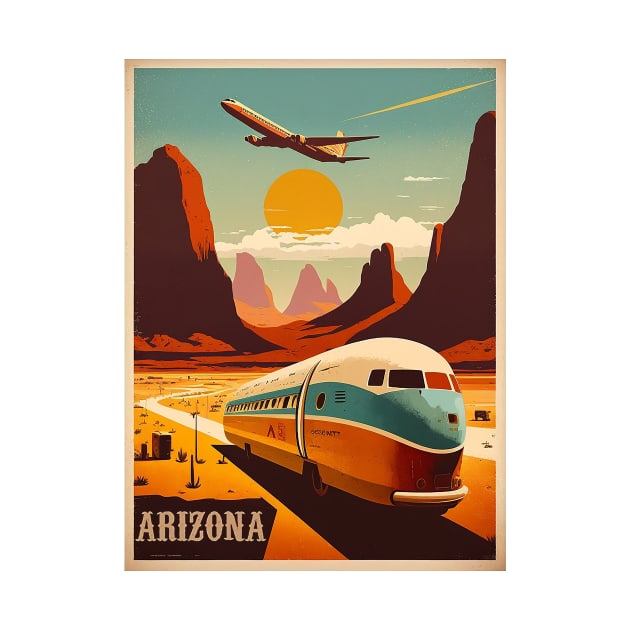 Arizona Vintage Travel Art Poster by OldTravelArt