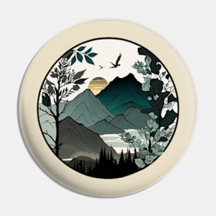 beautiful mountain view, vintage style Pin