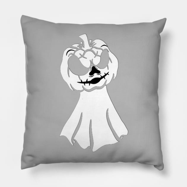 Carved Pumpkin Ghost Pillow by Nene_Bee