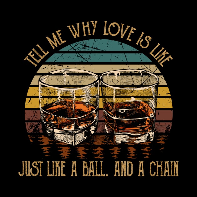 Tell Me Why Love Is Like Just Like A Ball. And A Chain Country Music Wine Cups by Maja Wronska