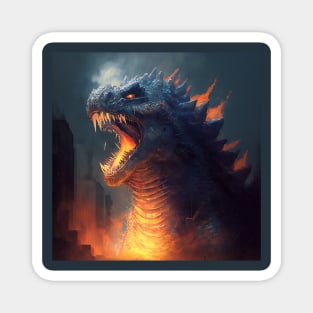 Bright Godzilla illustration Magnet