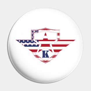 Letter K American Flag Monogram Initial Pin