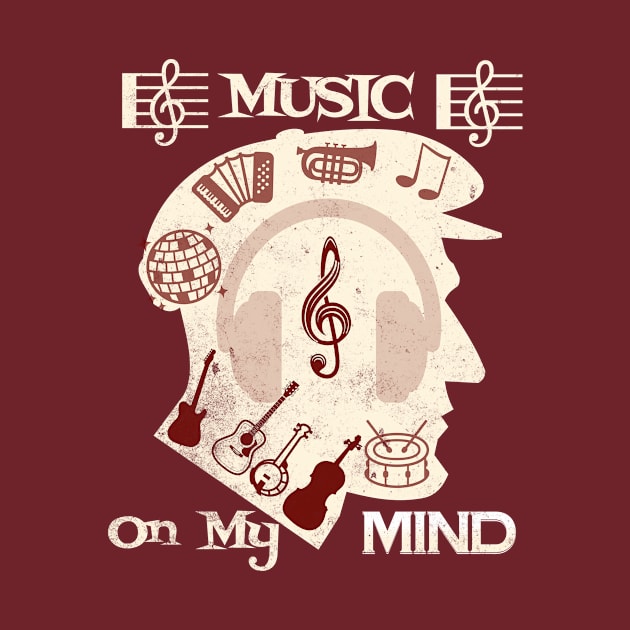 Music on my mind T Shirt for Music Lover by Savi L'amour