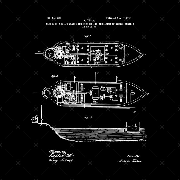 Tesla Invention Patent Mechanism for Moving Vessels 1898 by MadebyDesign