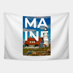 Maine Travel Poster Tapestry