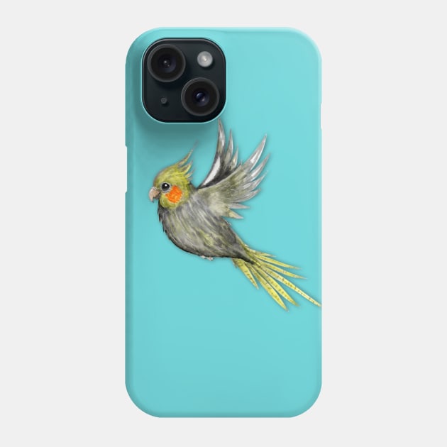 Flying cockatiel watercolor Phone Case by Bwiselizzy