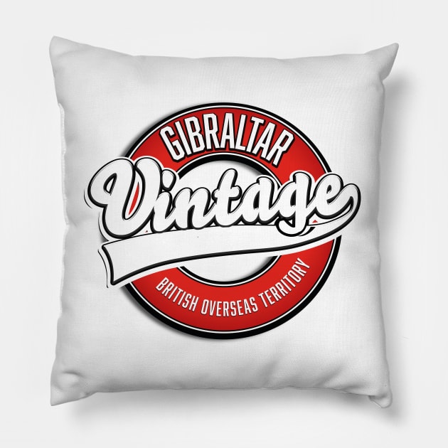 Gibraltar British Overseas Territory vintage logo Pillow by nickemporium1