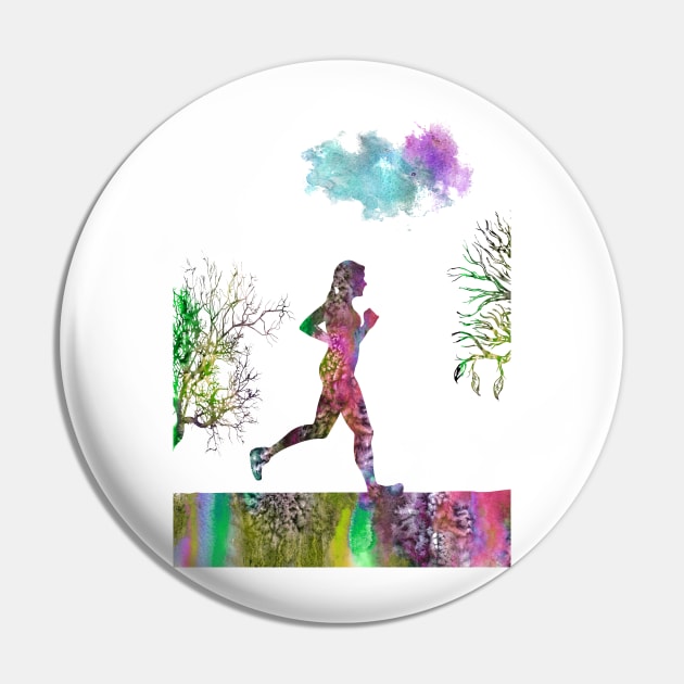 Running woman Pin by RosaliArt