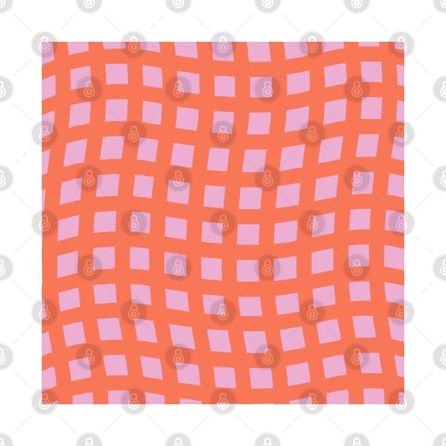 Curvy Grid Pattern (Red and Pink) by cecececececelia