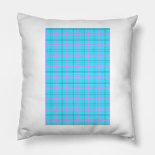 bright blue and pink plaid Pillow