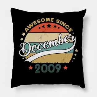 Awesome Since December 2009 Birthday Retro Sunset Vintage Pillow