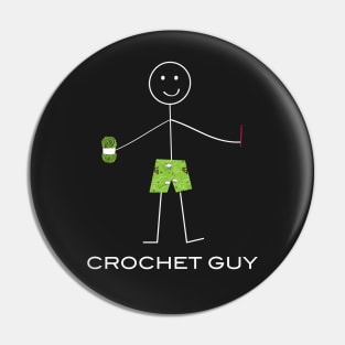 Funny Mens Crochet Guy Illustration Pin