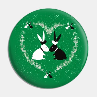 Rabbit green wedding Pin