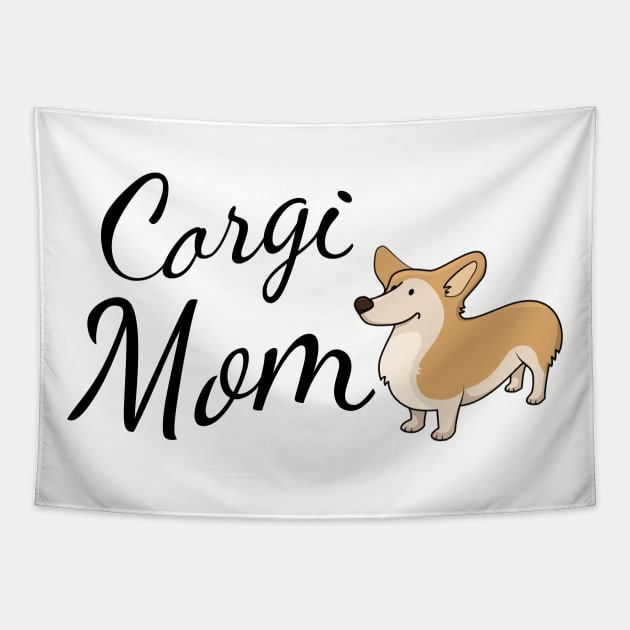 Corgi Dog Mom Tapestry by tribbledesign