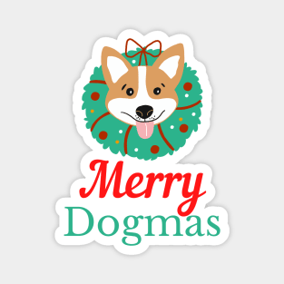 Merry Dogmas | Cute Christmas Dog Magnet